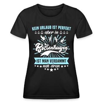 Boltenhagen Sprüche Boltenhagener Spruch - Frauen Funktions-T-Shirt - Schwarz - Vorne - AI Model Female 172 light (172cm)
