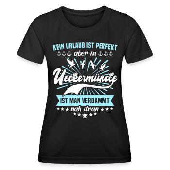Ueckermünde Sprüche Ueckermünder Spruch - Frauen Funktions-T-Shirt - Schwarz - Vorne - AI Model Female 172 light (172cm)