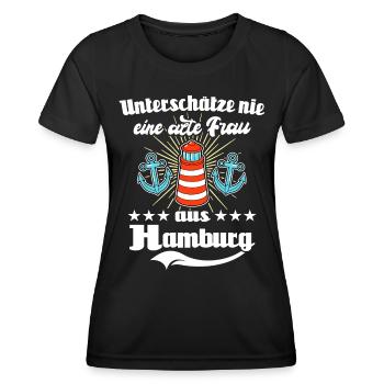 Hamburg Frau Hamburgerin - Frauen Funktions-T-Shirt - Schwarz - Vorne - AI Model Female 172 light (172cm)