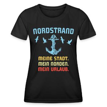Nordstrand Sprüche Nordstrander Spruch - Frauen Funktions-T-Shirt - Schwarz - Vorne - AI Model Female 172 light (172cm)