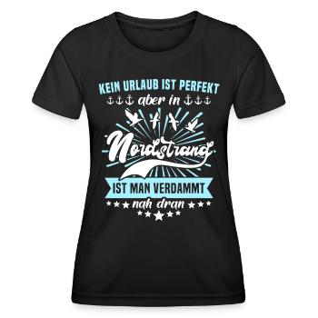 Nordstrand Sprüche Nordstrander Spruch - Frauen Funktions-T-Shirt - Schwarz - Vorne - AI Model Female 172 light (172cm)