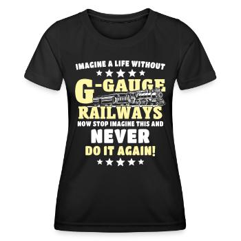 Garden railway gauge G - Women's Functional T-Shirt - black - Front - AI Model Female 172 light (172cm)
