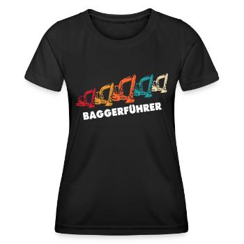 Bagger Ich Liebe Baggerfahrer - Frauen Funktions-T-Shirt - Schwarz - Vorne - AI Model Female 172 light (172cm)