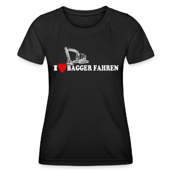 Bagger Ich Liebe Baggerfahrer - Frauen Funktions-T-Shirt - Schwarz - Vorne - AI Model Female 172 light (172cm)