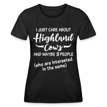 Highland Cow - Frauen Funktions-T-Shirt - Schwarz - Vorne - AI Model Female 172 light (172cm)