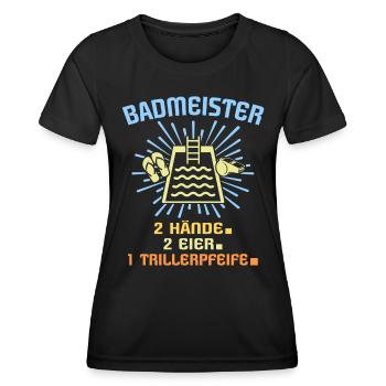 Schwimmmeister Sprüche Bademeister - Frauen Funktions-T-Shirt - Schwarz - Vorne - AI Model Female 172 light (172cm)
