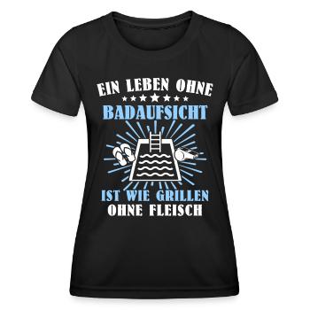 Schwimmmeister Sprüche Bademeister - Frauen Funktions-T-Shirt - Schwarz - Vorne - AI Model Female 172 light (172cm)
