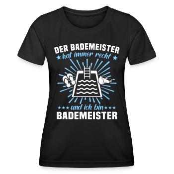 Schwimmmeister Sprüche Bademeister - Frauen Funktions-T-Shirt - Schwarz - Vorne - AI Model Female 172 light (172cm)