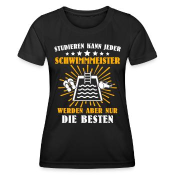 Schwimmmeister Sprüche Bademeister - Frauen Funktions-T-Shirt - Schwarz - Vorne - AI Model Female 172 light (172cm)