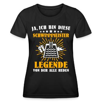Schwimmmeister Sprüche Bademeister - Frauen Funktions-T-Shirt - Schwarz - Vorne - AI Model Female 172 light (172cm)