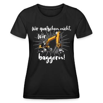 Bagger Baggerfahrer Baggern - Frauen Funktions-T-Shirt - Schwarz - Vorne - AI Model Female 172 light (172cm)