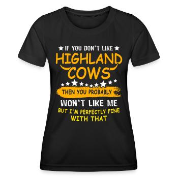 Highland cattle Highland Cow - Women's Functional T-Shirt - black - Front - AI Model Female 172 light (172cm)