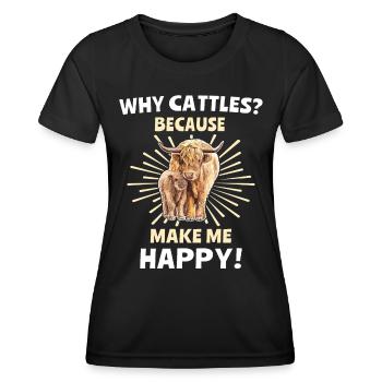 Hochlandrinder Happy Highland Cow - Frauen Funktions-T-Shirt - Schwarz - Vorne - AI Model Female 172 light (172cm)