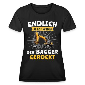 Bagger Baggerfahrer - Frauen Funktions-T-Shirt - Schwarz - Vorne - AI Model Female 172 light (172cm)