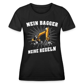 Bagger Baggerfahrer - Frauen Funktions-T-Shirt - Schwarz - Vorne - AI Model Female 172 light (172cm)