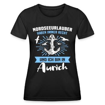 Aurich Urlaub - Frauen Funktions-T-Shirt - Schwarz - Vorne - AI Model Female 172 light (172cm)