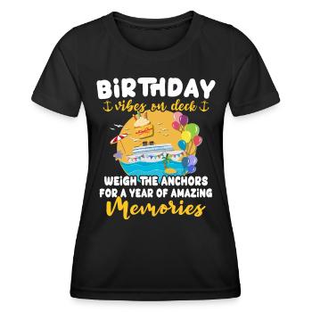 Croisière anniversaire Croisière d’anniversaire - T-shirt sport Femme - noir - Devant - AI Model Female 172 light (172cm)