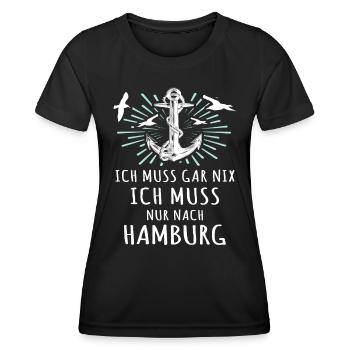 Hamburg - Frauen Funktions-T-Shirt - Schwarz - Vorne - AI Model Female 172 light (172cm)