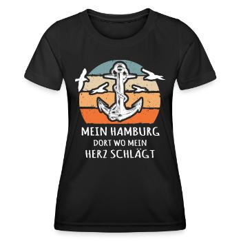 Hamburg - Frauen Funktions-T-Shirt - Schwarz - Vorne - AI Model Female 172 light (172cm)