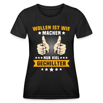 Machen Wollen - Frauen Funktions-T-Shirt - Schwarz - Vorne - AI Model Female 172 light (172cm)
