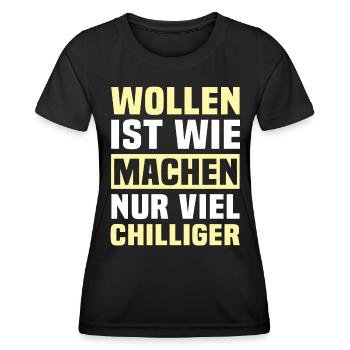 Machen Wollen - Frauen Funktions-T-Shirt - Schwarz - Vorne - AI Model Female 172 light (172cm)