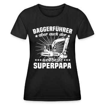 Baggerfuehrer Papa Baggerfahrer Vatertag - Frauen Funktions-T-Shirt - Schwarz - Vorne - AI Model Female 172 light (172cm)