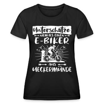 Ueckermünde Ebike Ueckermünder Ebiker - Frauen Funktions-T-Shirt - Schwarz - Vorne - AI Model Female 172 light (172cm)