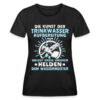 Wassermeister Sprüche Wasserversorgungstechniker - Frauen Funktions-T-Shirt - Schwarz - Vorne - AI Model Female 172 light (172cm)