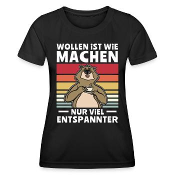 Bär Chillen Wollen Machen - Frauen Funktions-T-Shirt - Schwarz - Vorne - AI Model Female 172 light (172cm)