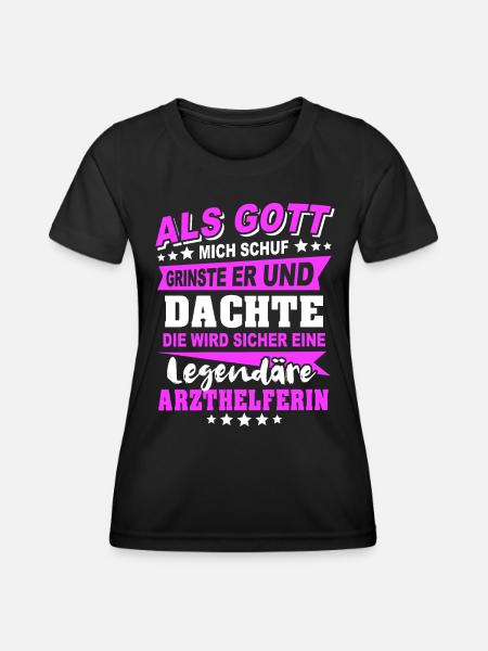 Arzthelferin Sprüche - Frauen Funktions-T-Shirt - Schwarz