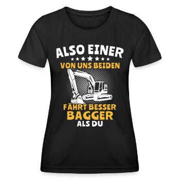 Bagger Baggerfahrer - Frauen Funktions-T-Shirt - Schwarz - Vorne - AI Model Female 172 light (172cm)