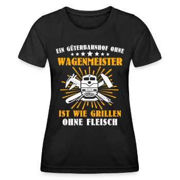 Wagenmeister Eisenbahn Zugtechniker - Frauen Funktions-T-Shirt - Schwarz - Vorne - AI Model Female 172 light (172cm)