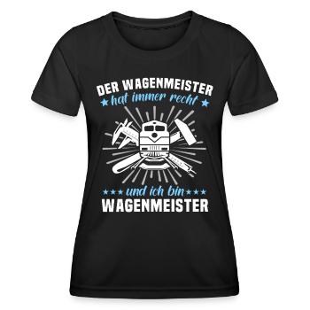 Wagenmeister Spruch Zugtechniker - Frauen Funktions-T-Shirt - Schwarz - Vorne - AI Model Female 172 light (172cm)