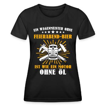 Wagenmeister Eisenbahn Zugtechniker - Frauen Funktions-T-Shirt - Schwarz - Vorne - AI Model Female 172 light (172cm)