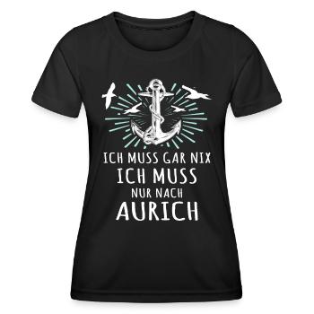 Aurich Sprüche Auricher - Frauen Funktions-T-Shirt - Schwarz - Vorne - AI Model Female 172 light (172cm)