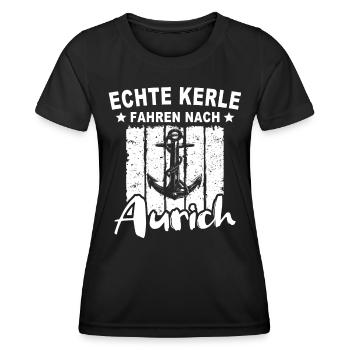 Aurich Urlaub Auricher - Frauen Funktions-T-Shirt - Schwarz - Vorne - AI Model Female 172 light (172cm)