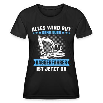 Baggerfuehrer Baggerfahrer - Frauen Funktions-T-Shirt - Schwarz - Vorne - AI Model Female 172 light (172cm)