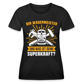 Wagenmeister Zugtechniker - Frauen Funktions-T-Shirt - Schwarz - Vorne - AI Model Female 172 light (172cm)
