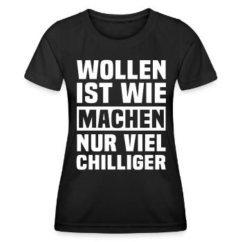 Machen Humor Wollen - Frauen Funktions-T-Shirt - Schwarz - Vorne - AI Model Female 172 light (172cm)