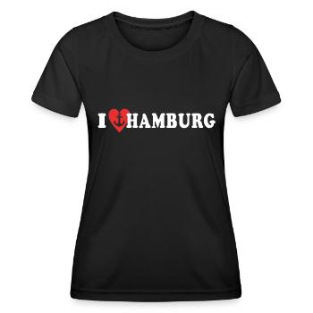 J’adore Hambourg Liebe - T-shirt sport Femme - noir - Devant - AI Model Female 172 light (172cm)