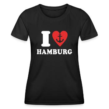 J’adore le hamburger Liebe de Hambourg - T-shirt sport Femme - noir - Devant - AI Model Female 172 light (172cm)