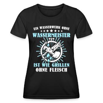 Wassermeister Wasserwerk - Frauen Funktions-T-Shirt - Schwarz - Vorne - AI Model Female 172 light (172cm)