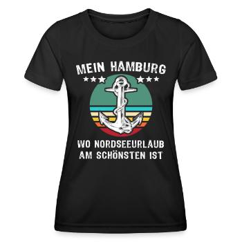Hamburg Urlaub - Frauen Funktions-T-Shirt - Schwarz - Vorne - AI Model Female 172 light (172cm)