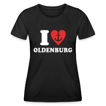 I Love Oldenburg Liebe Oldenburger - Frauen Funktions-T-Shirt - Schwarz - Vorne - AI Model Female 172 light (172cm)