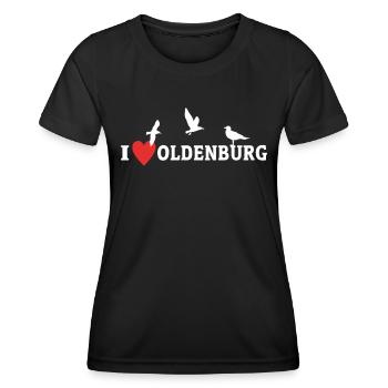 I Love Oldenburg Stadt - Frauen Funktions-T-Shirt - Schwarz - Vorne - AI Model Female 172 light (172cm)