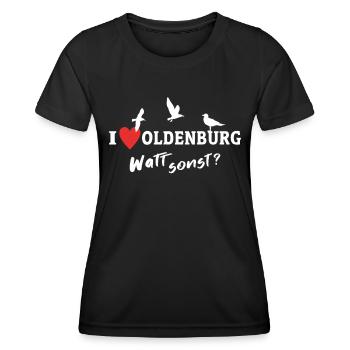 I Love Oldenburg Ich Liebe Oldenburg - Frauen Funktions-T-Shirt - Schwarz - Vorne - AI Model Female 172 light (172cm)
