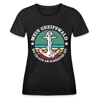 Greifswald Urlaub - Frauen Funktions-T-Shirt - Schwarz - Vorne - AI Model Female 172 light (172cm)