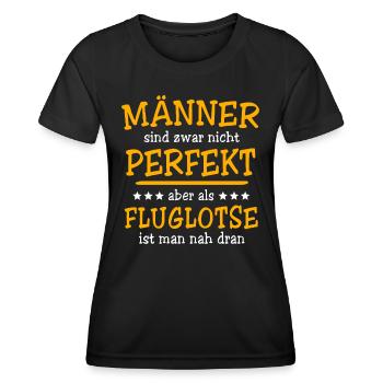 Fluglotse Sprüche - Frauen Funktions-T-Shirt - Schwarz - Vorne - AI Model Female 172 light (172cm)