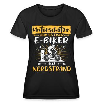 Nordstrand Ebike Nordstrander Ebiker - Frauen Funktions-T-Shirt - Schwarz - Vorne - AI Model Female 172 light (172cm)
