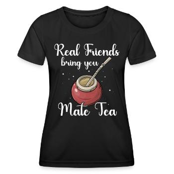 Mate Tee Teetasse - Frauen Funktions-T-Shirt - Schwarz - Vorne - AI Model Female 172 light (172cm)